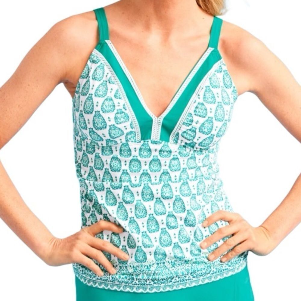 Talbots CABANA LIFE KAMARI EMBROIDERED TANKINI top size XL